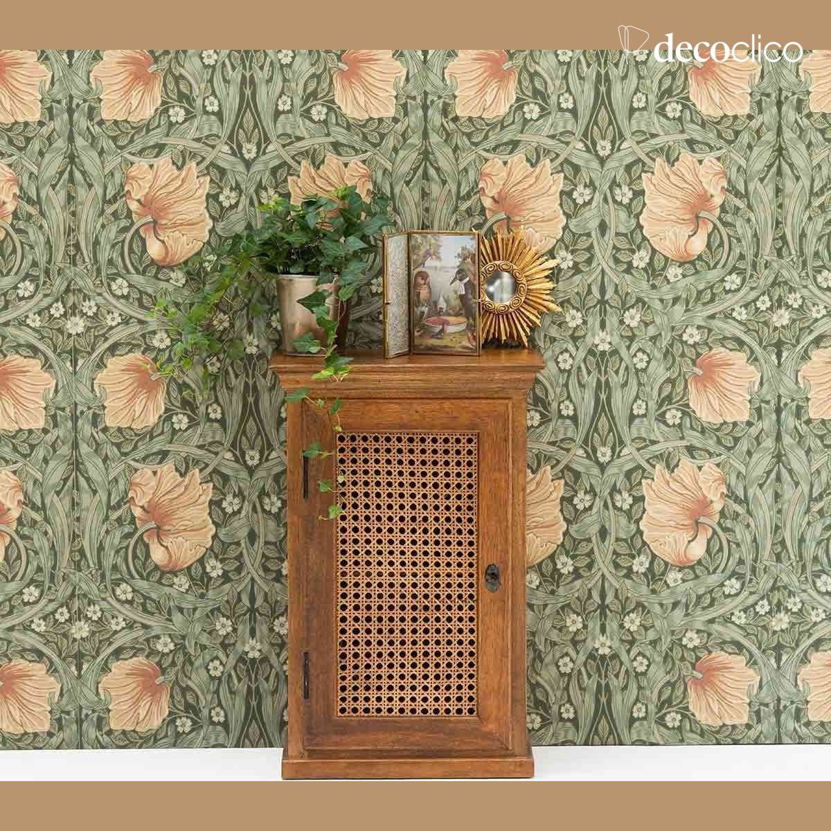 Table de chevet parisienne 1 porte en cannage vintage ouverture à droite Georges