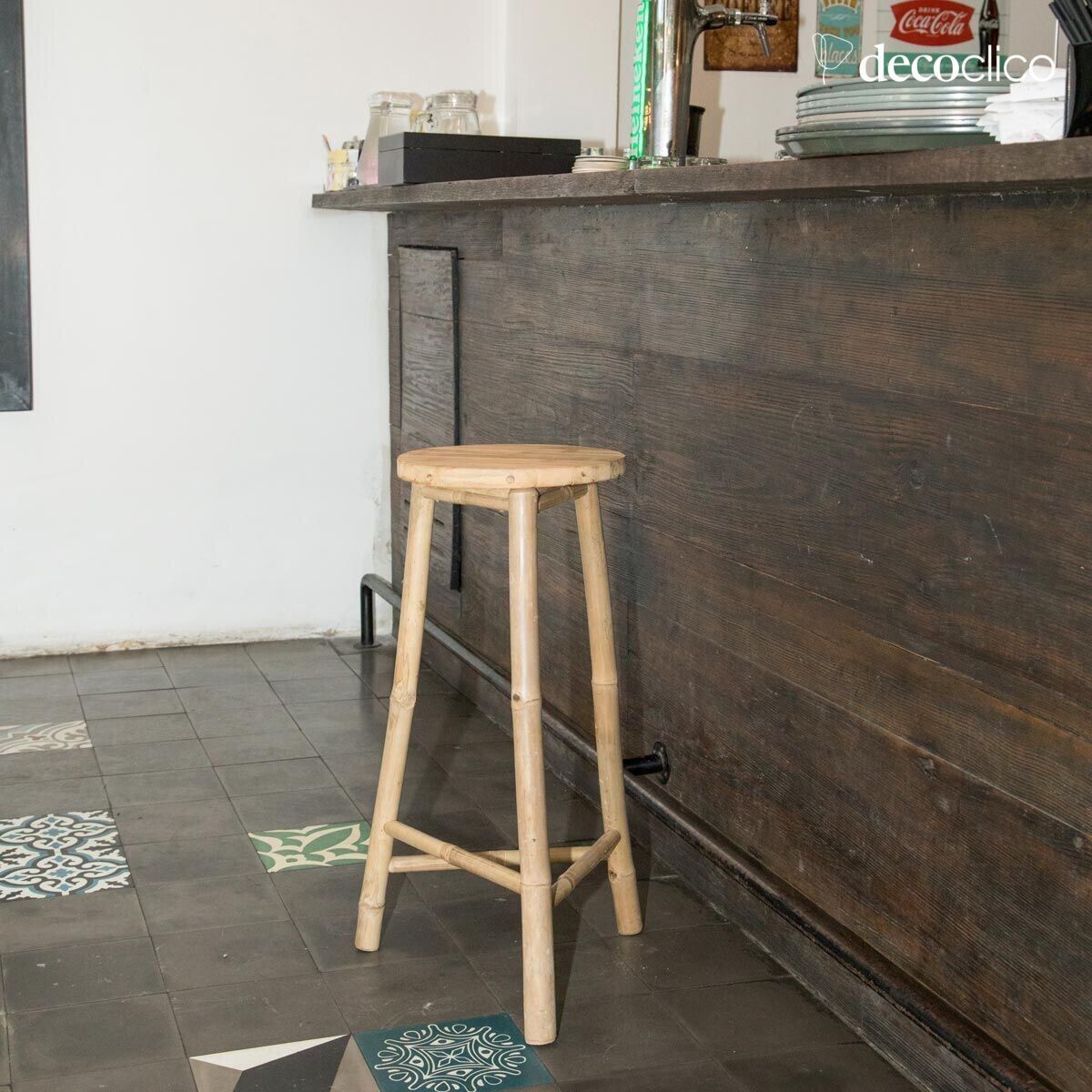 Tabouret de bar trepied en bambou naturel Taman