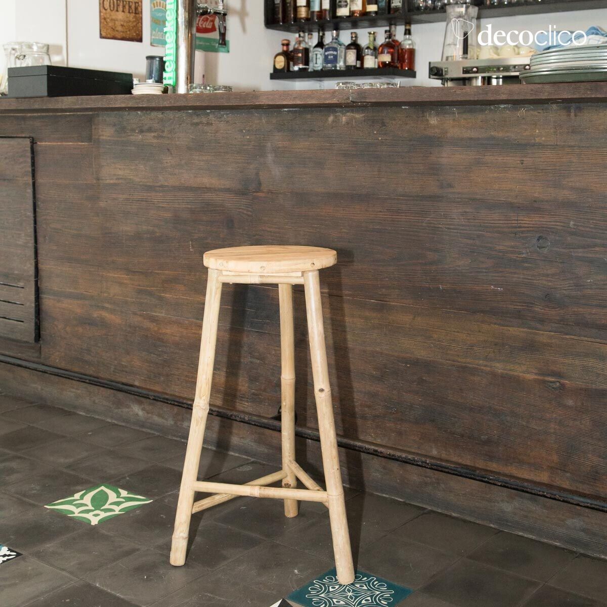 Tabouret de bar trepied en bambou naturel Taman