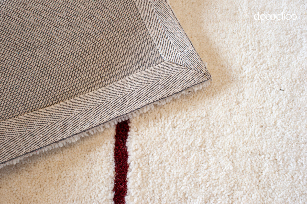 Tapis 100% laine écru à motifs terracotta tissé main 160 x 230 cm Bergen