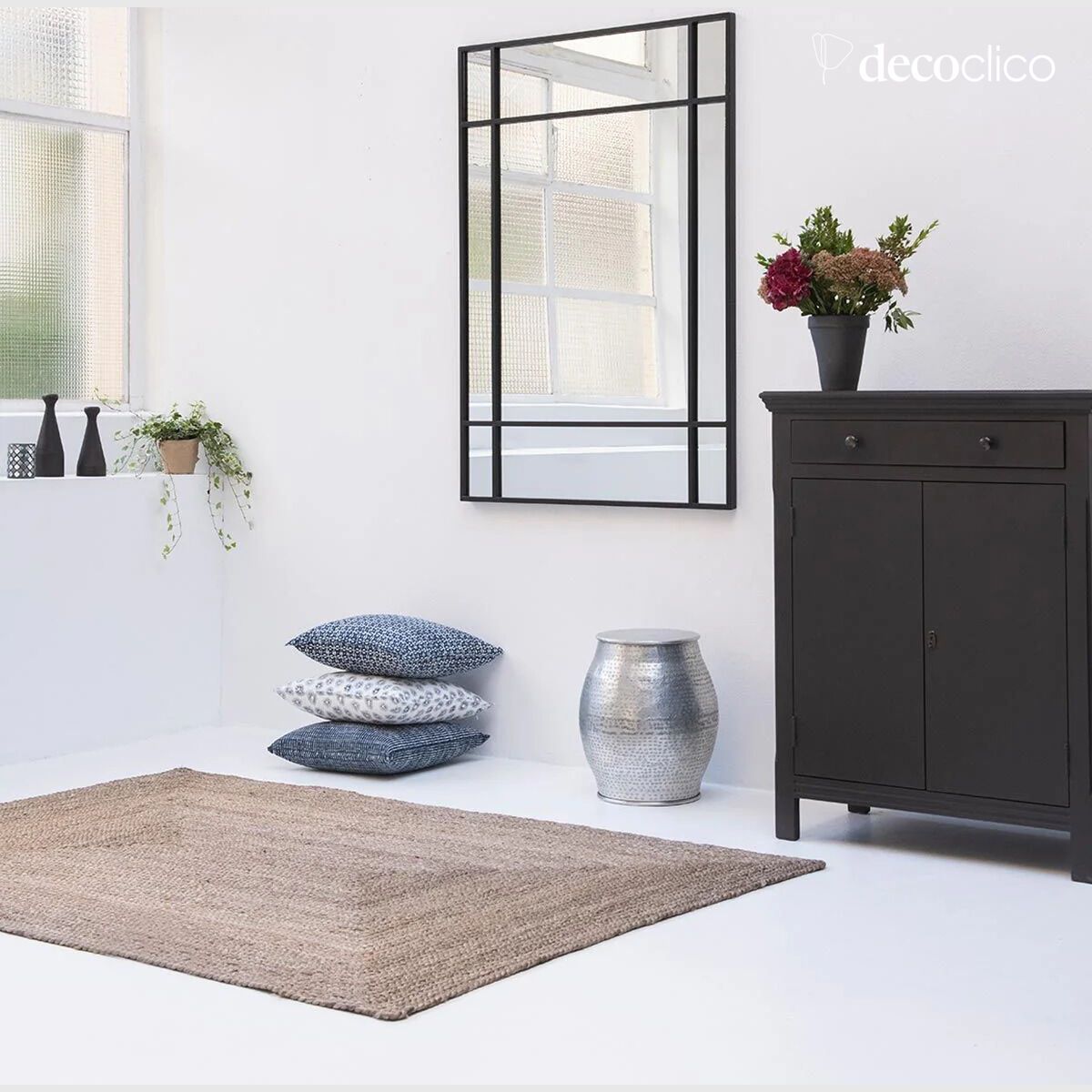 Tapis de couloir en jute naturel grisé tissé main 75 x 220 cm  Moka