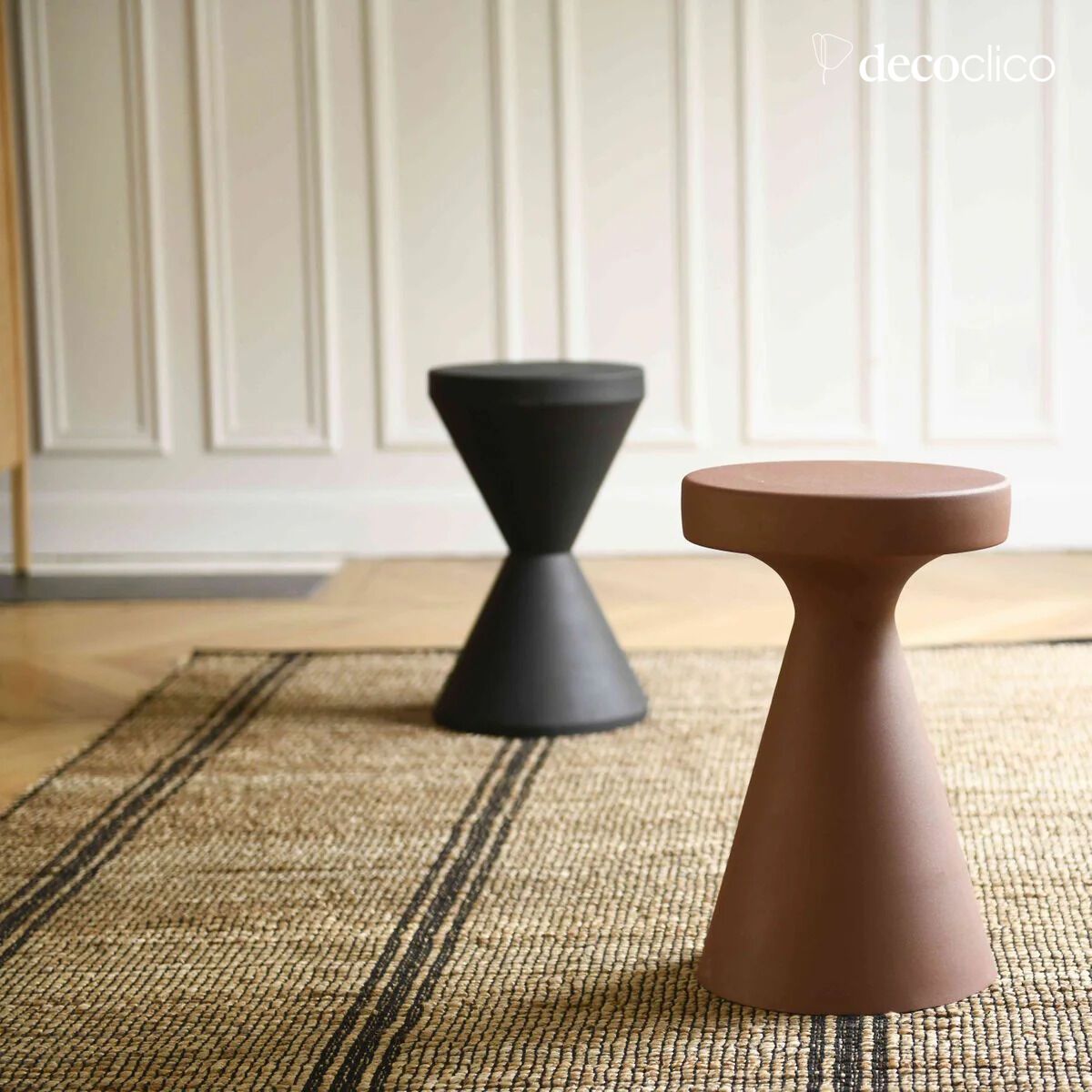 Tapis rectangulaire en jute et coton tressés écru et noir tissé main 200 x 300 Bergen