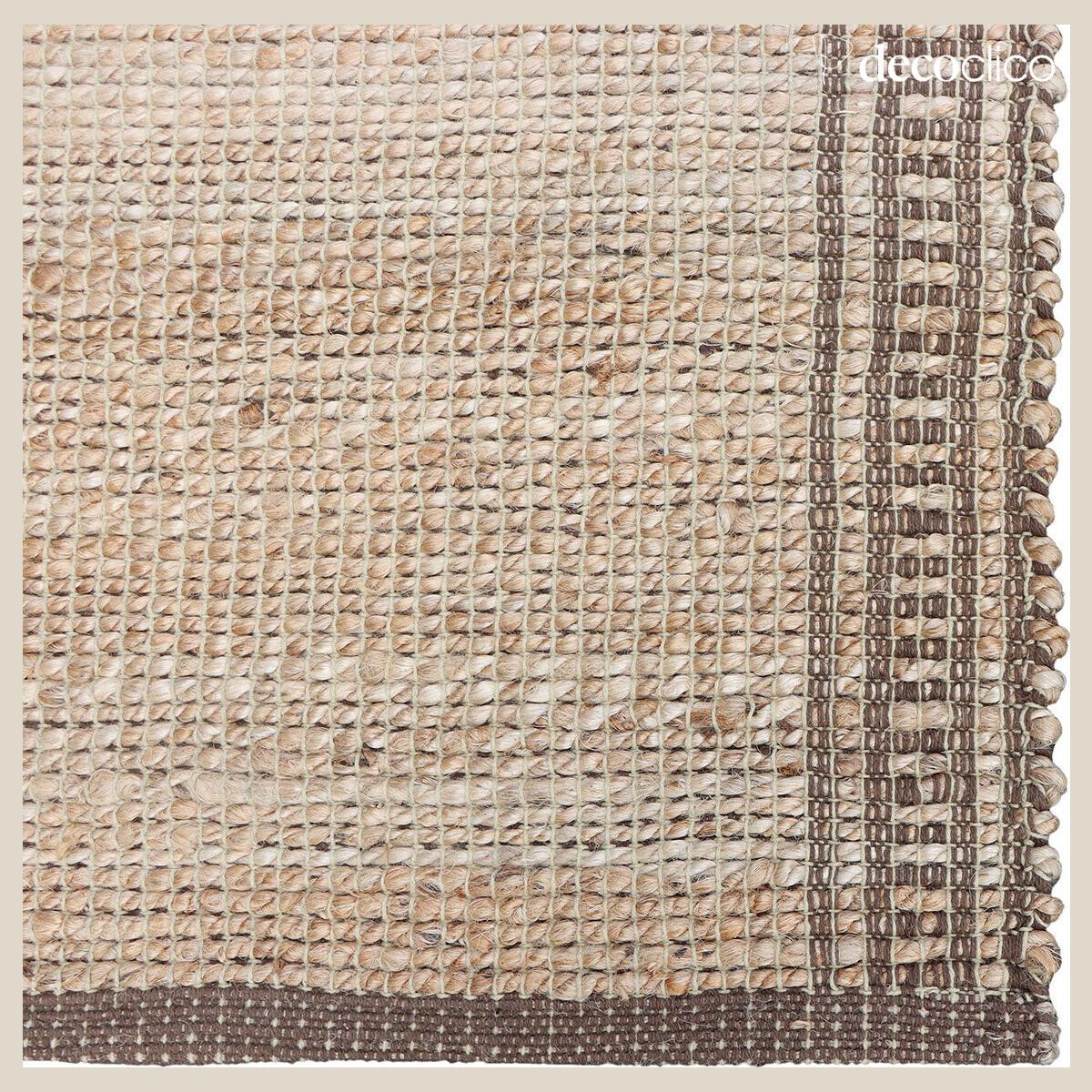 Tapis rectangulaire en jute naturel et coton brun tissé main 140 x 200 cm Bergen