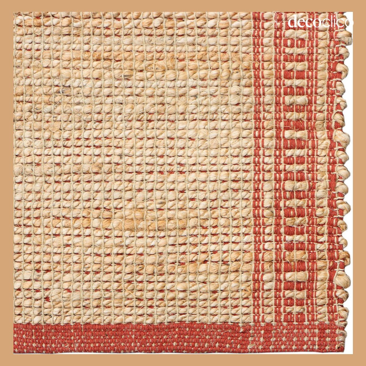 Tapis rectangulaire en jute naturel et coton terracotta tissé main 140 x 200 cm Bergen