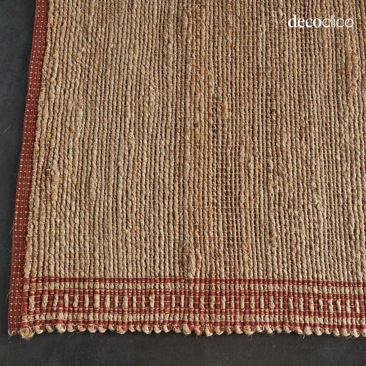 Tapis rectangulaire en jute naturel et coton terracotta tissé main 140 x 200 cm Bergen