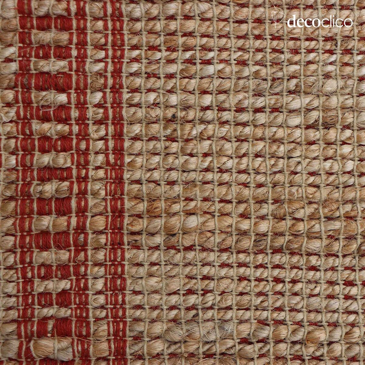 Tapis rectangulaire en jute naturel et coton terracotta tissé main 140 x 200 cm Bergen