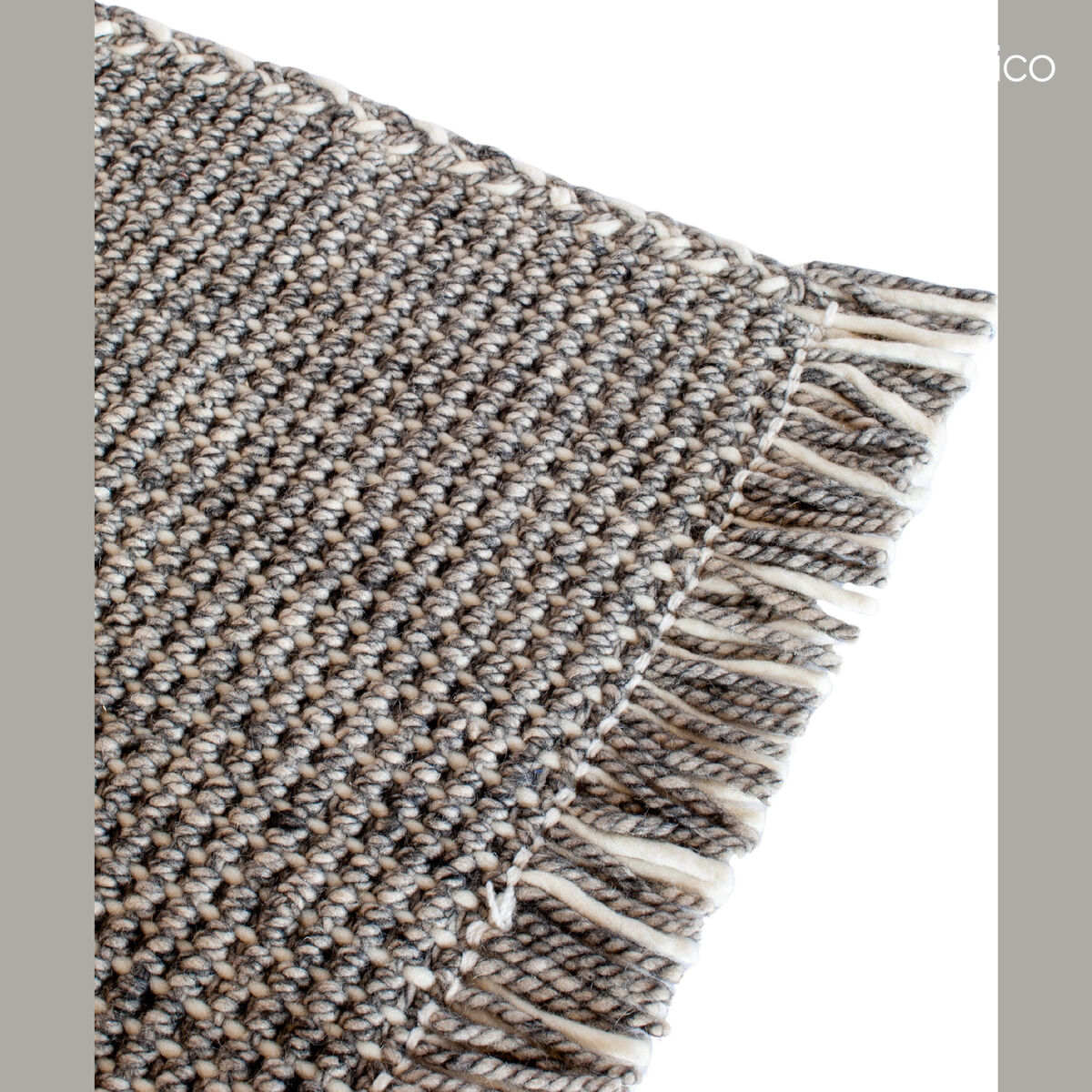 Tapis rectangulaire en laine tressée écrue et grise tissé main 200 x 300 cm Mickey