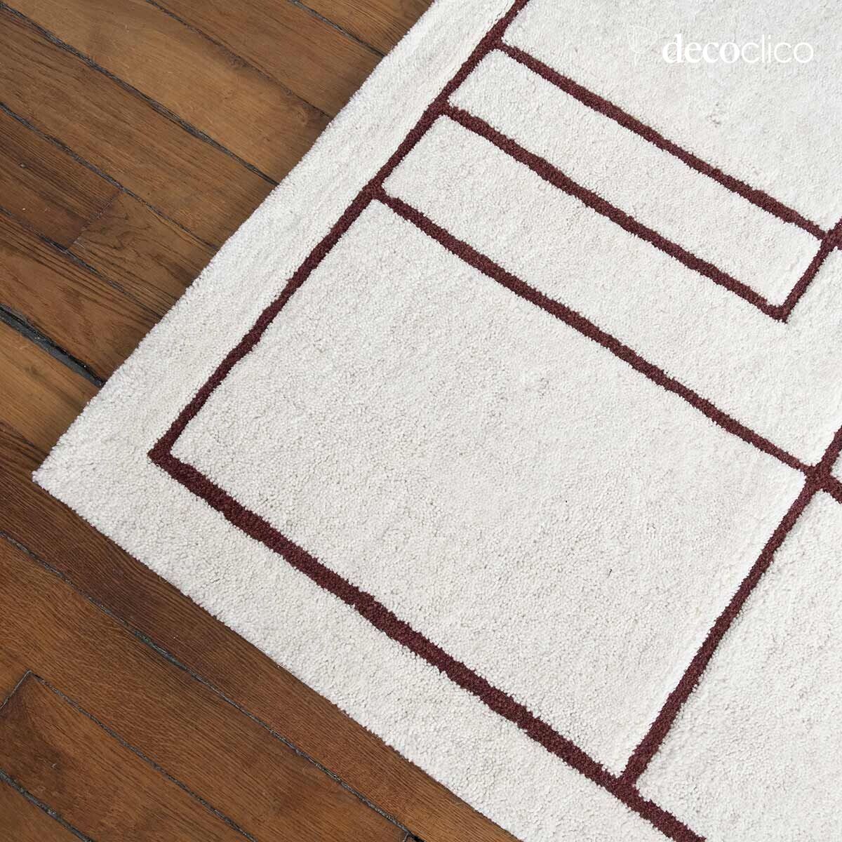 Tappeto 100% lana grezza con motivi terracotta, tessuto a mano, 140 x 200 cm  Bergen