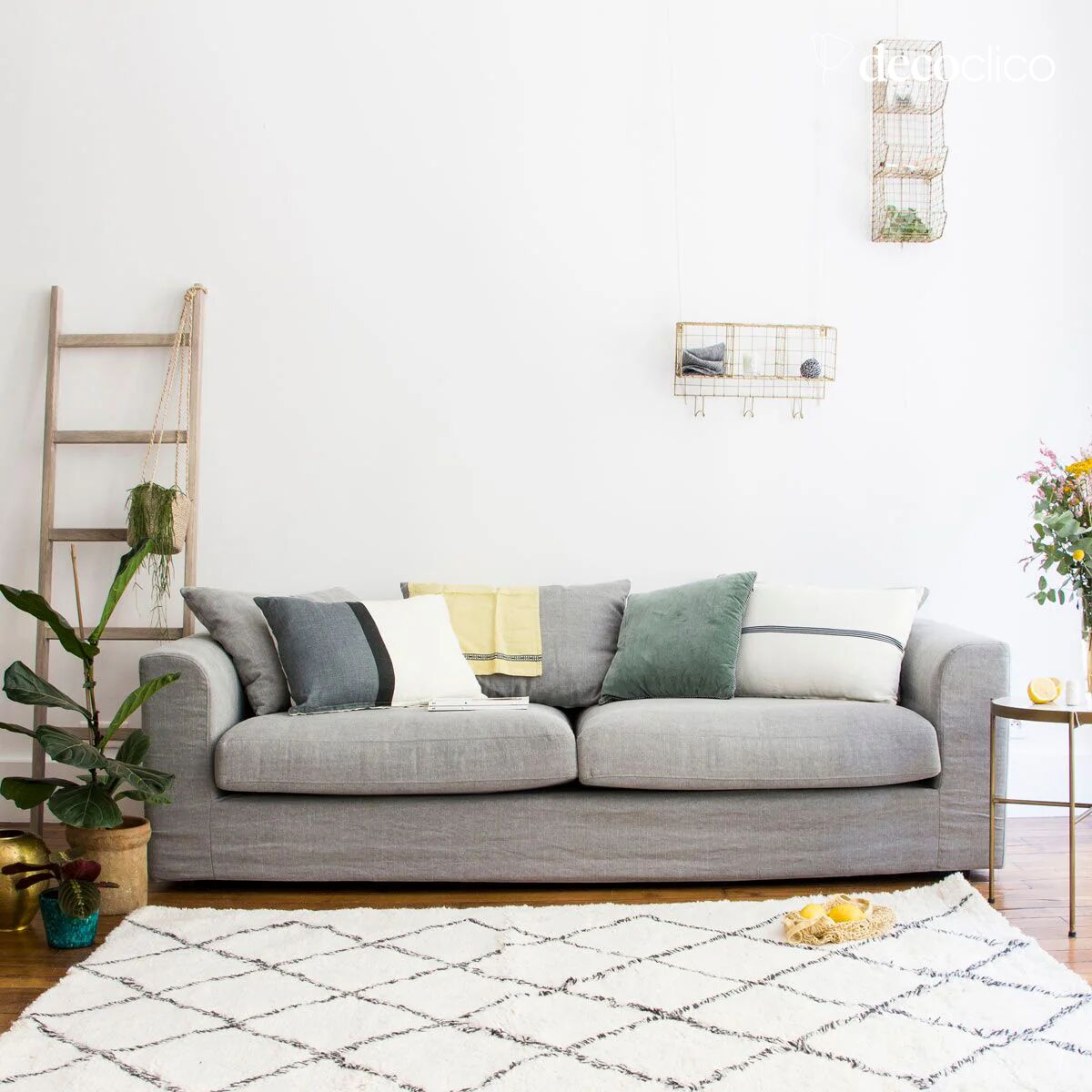 Tappeto in stile berbero 100% lana grezza con motivi antracite, tessuto a mano, 160 x 230 cm Fro