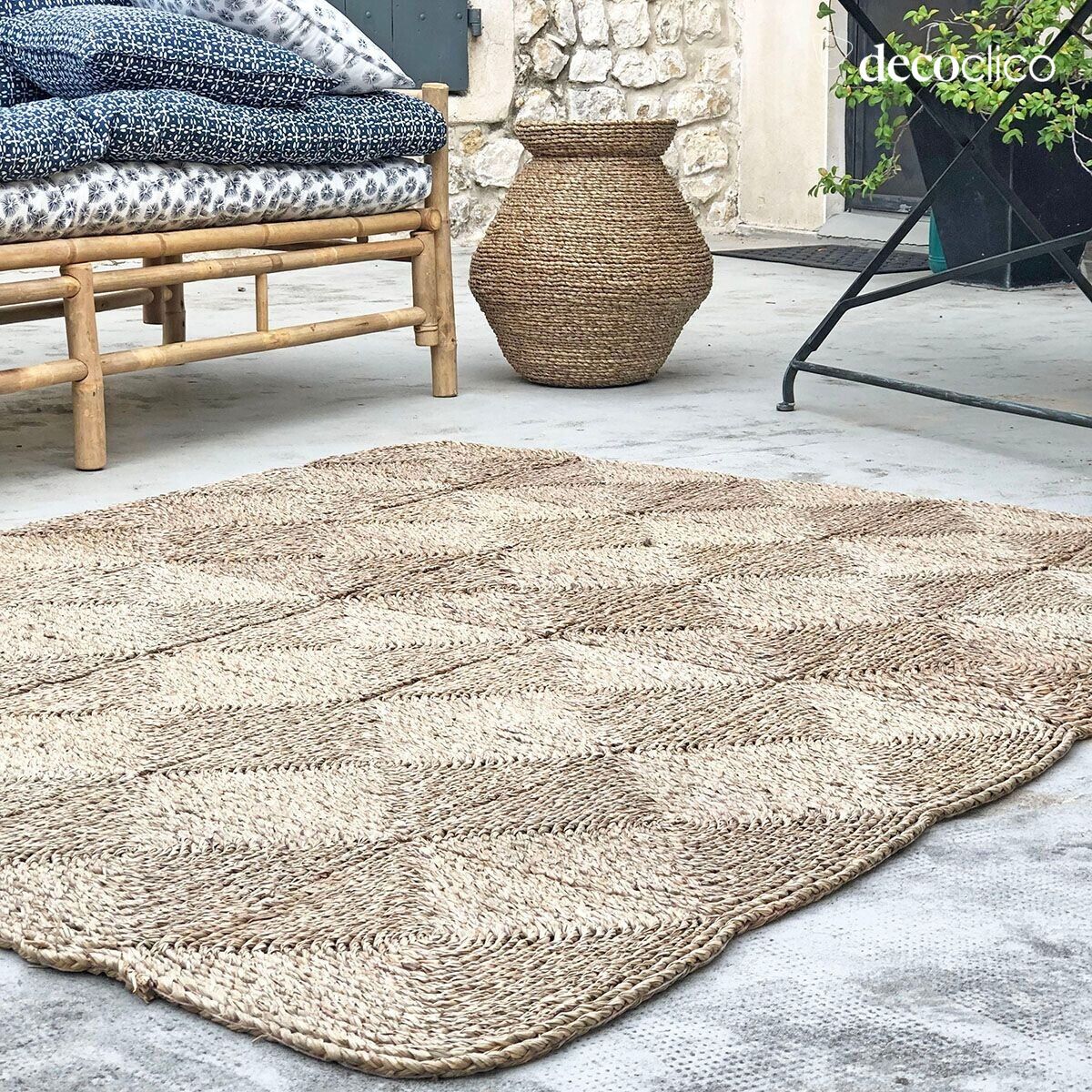 Tappeto rettangolare in fibre naturali di mendong 150 x 180 cm  Sumba