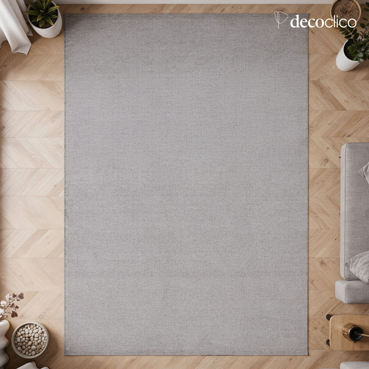 Tappeto rettangolare in fibre riciclate tessuto a mano grigio perla indoor outdoor 160x230cm Moka