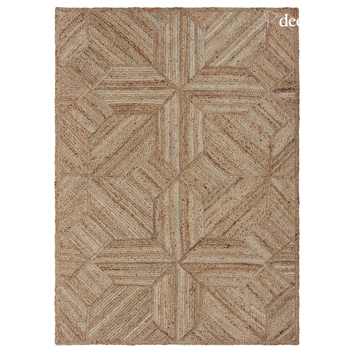 Tappeto rettangolare in iuta naturale con motivi intrecciati a mano 140 x 200 cm