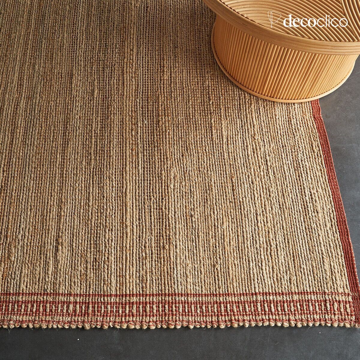 Tappeto rettangolare in iuta naturale e cotone terracotta tessuto a mano 140 x 200 cm Bergen