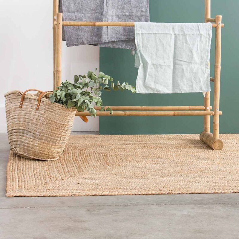 Tappeto rettangolare in iuta naturale intrecciata a mano 140 x 200 cm  Moka