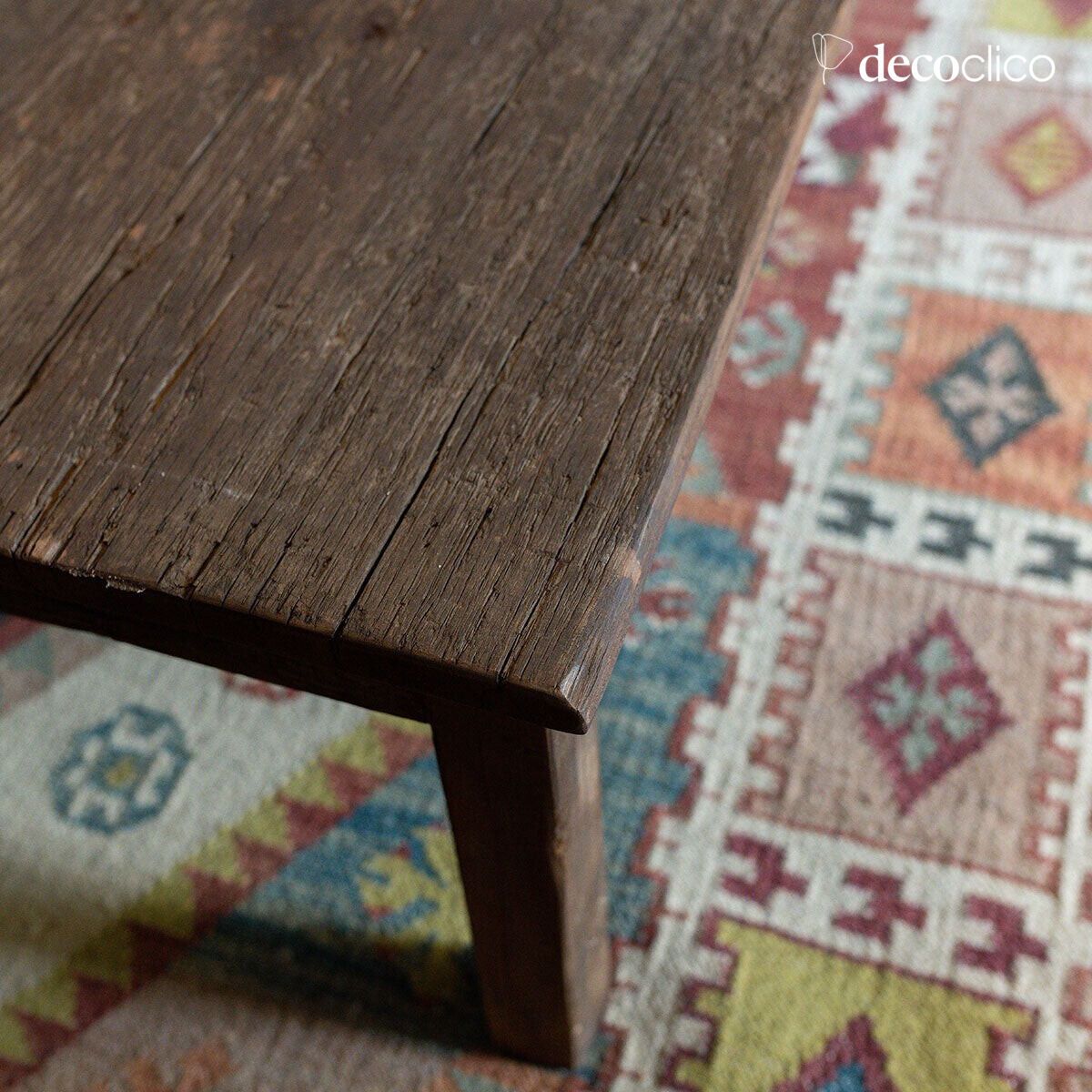 Tavolino basso rettangolare in legno riciclato scuro Vermont