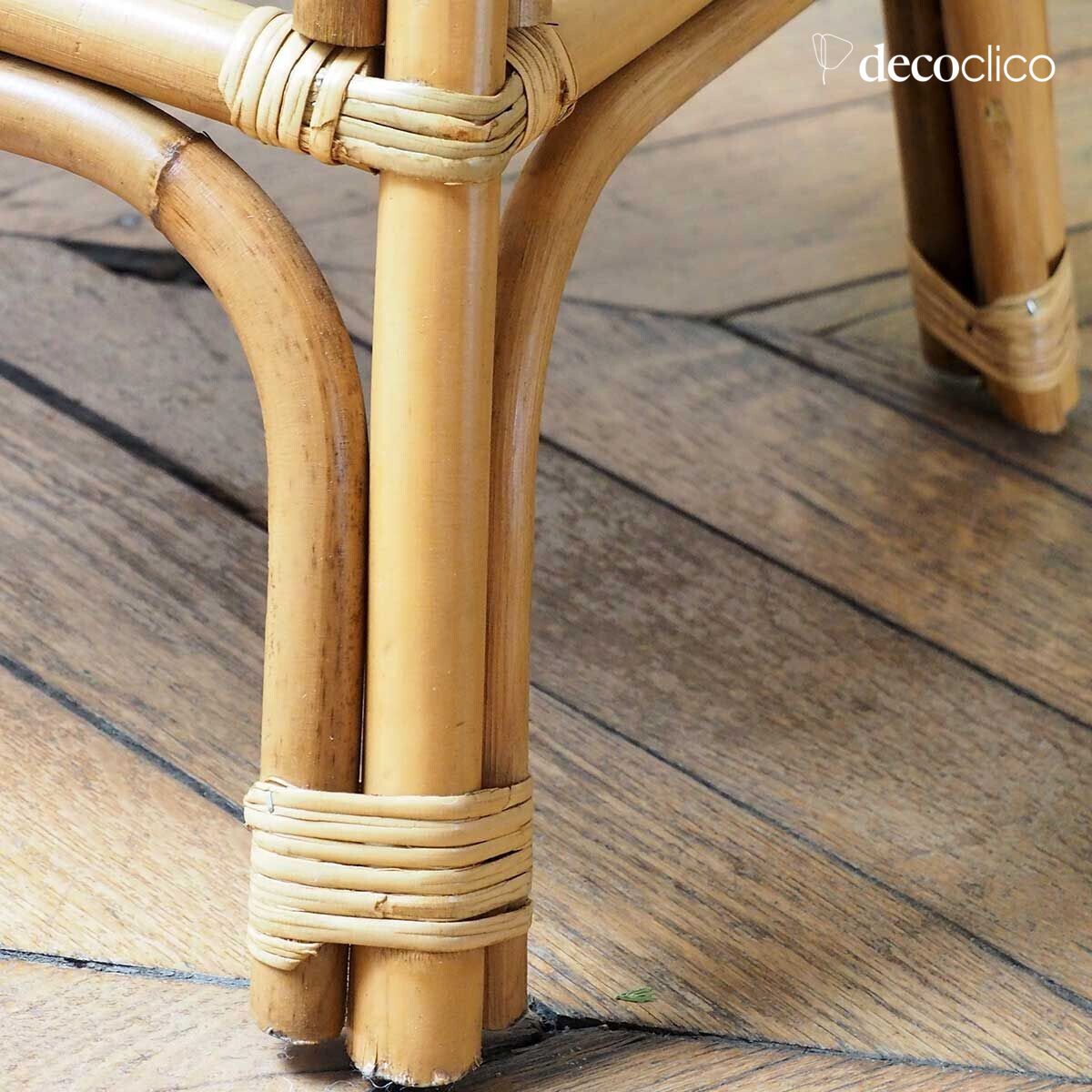 Tavolino ovale in rattan naturale con piano intrecciato Cabourg