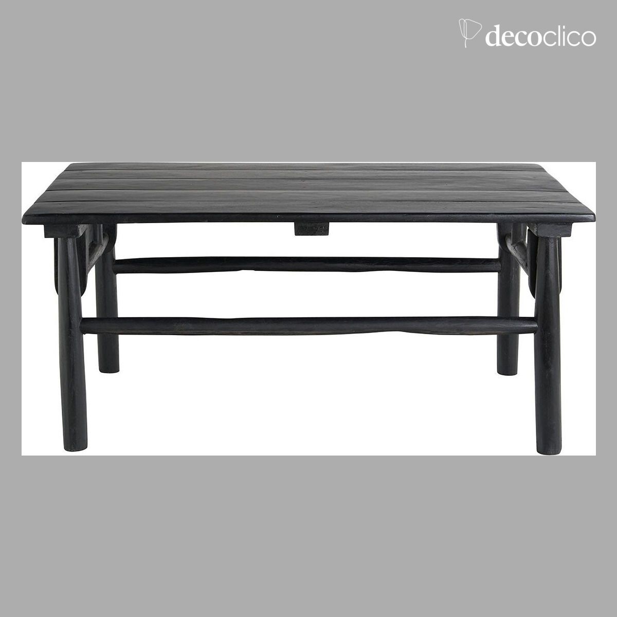 Tavolino rettangolare in legno di teak tinto nero opaco Pepper