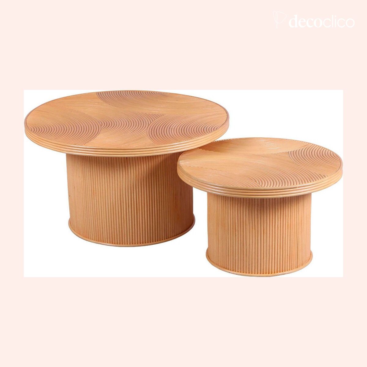 Tavolino rotondo in rattan lamellare D 60 cm