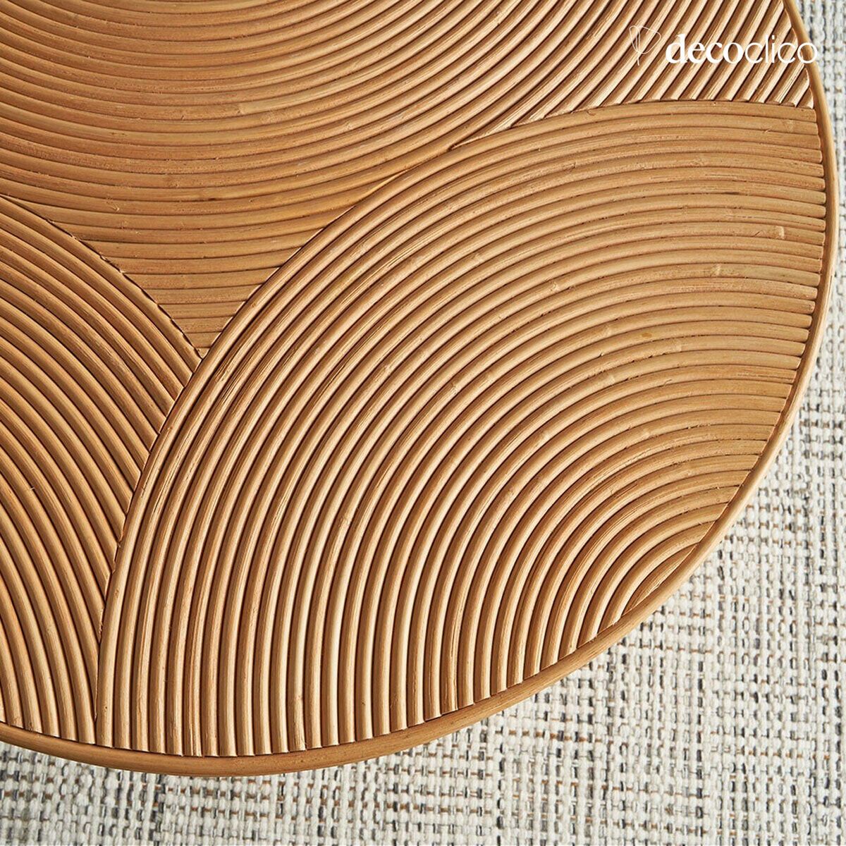 Tavolino rotondo in rattan lamellare D 80 cm