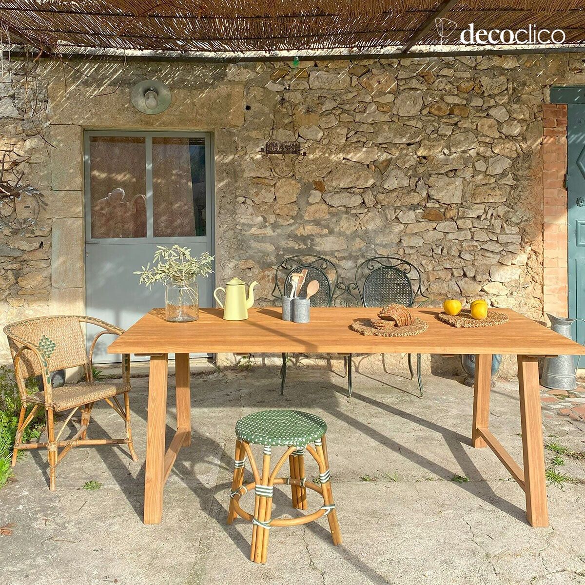 Tavolo da pranzo rettangolare in teak massiccio