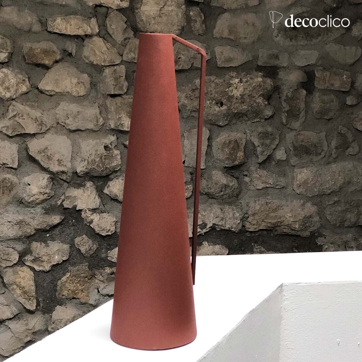 Terracotta metal conical vase H36 cm Tosca