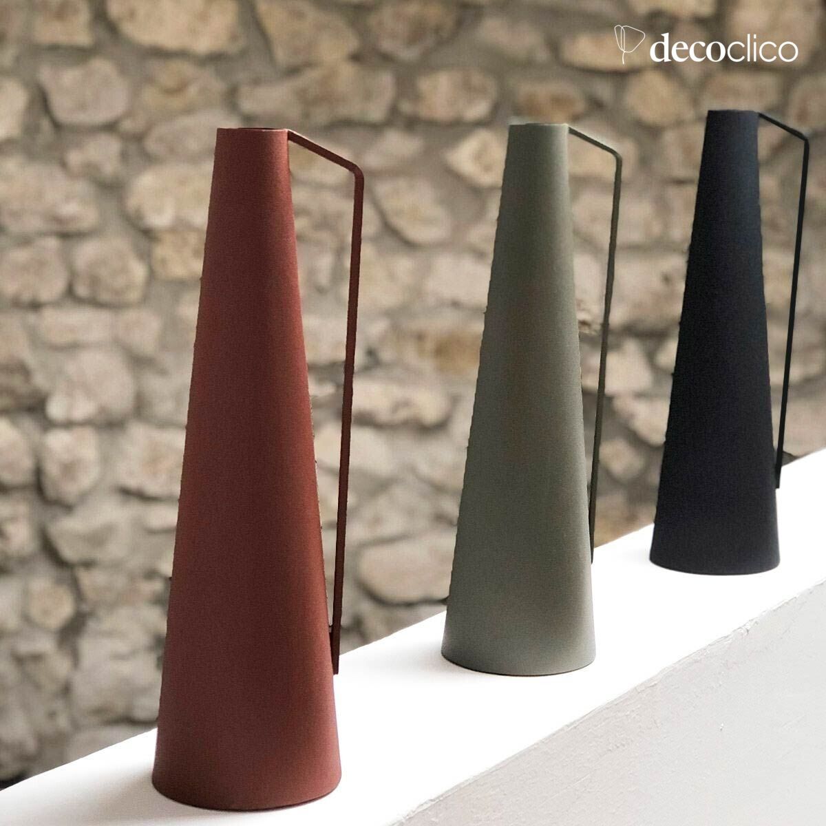 Terracotta metalen conische vaas H36 cm Tosca