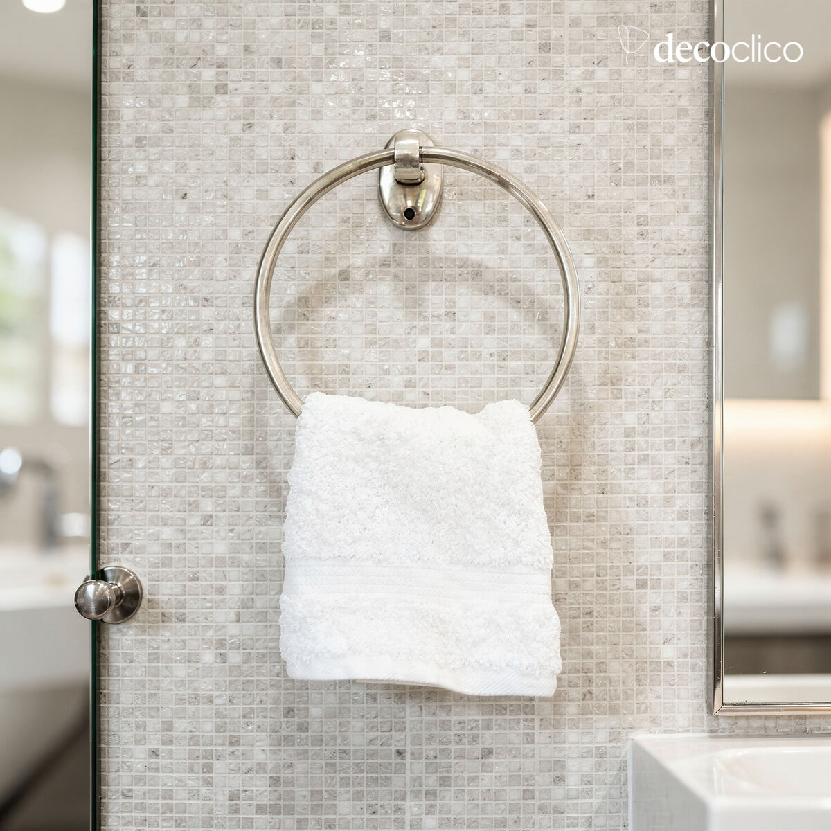 Toallero de pared circular en níquel plateado Chaumont