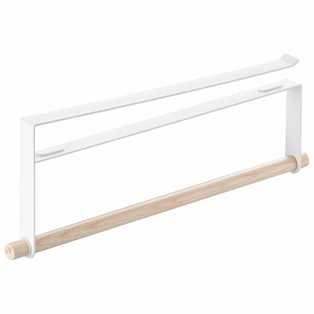 White steel and natural ash kitchen roll holder Tosca