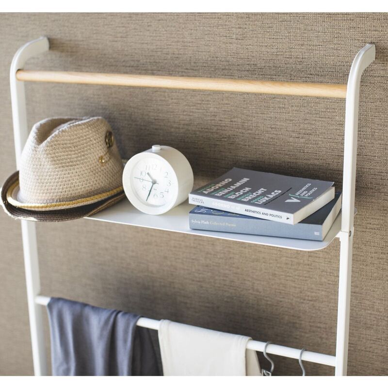 Tower Yamazaki white steel and wood towel rail Tower
