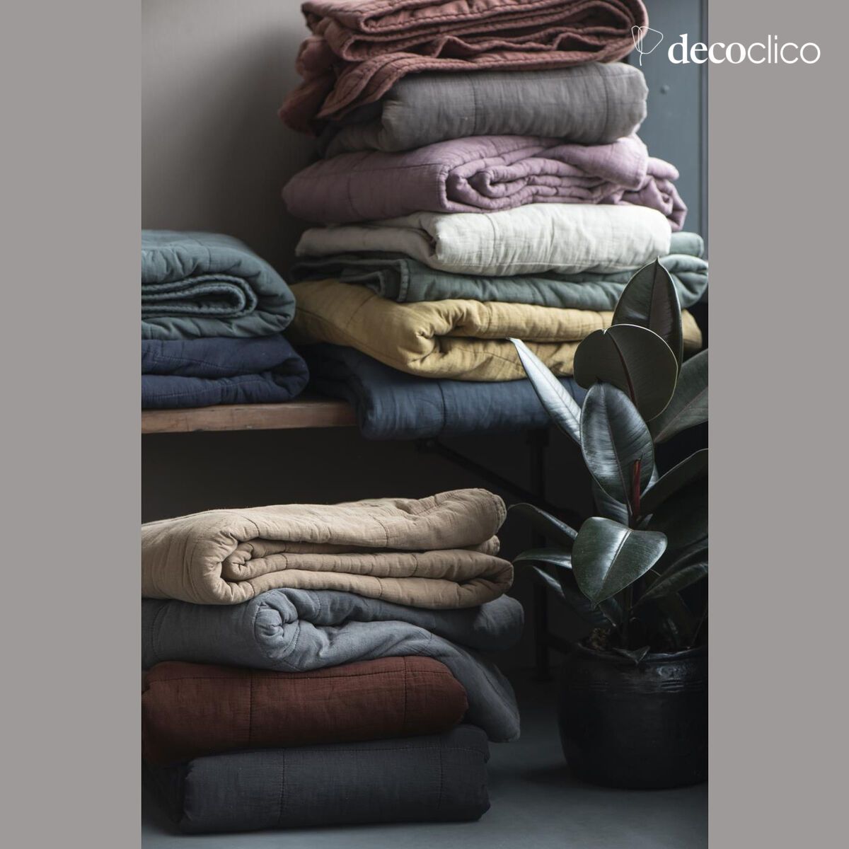 Trapunta in cotone lavato grigio petrolio Laursen