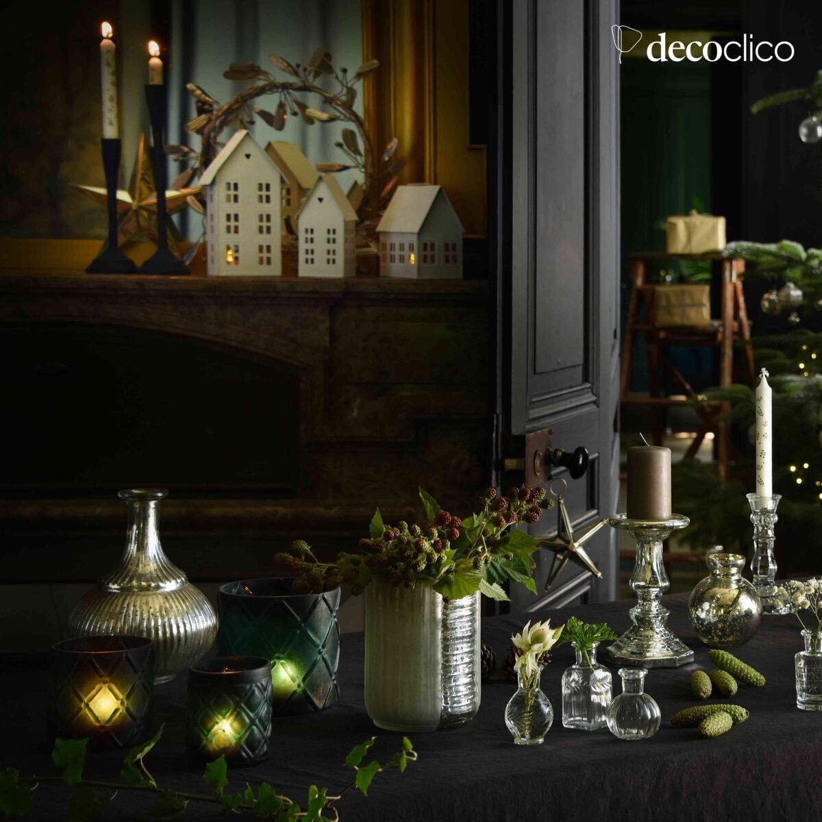 Vaas in briljant en gematteerd kwikglas