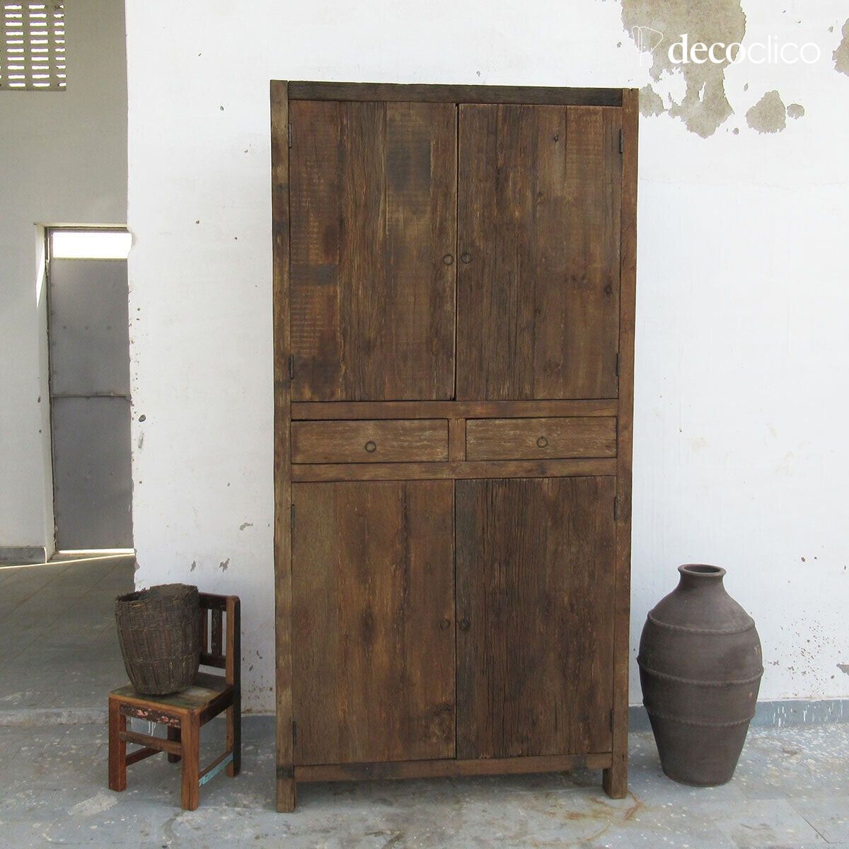 Vaisselier buffet haut en bois recyclé Vermont