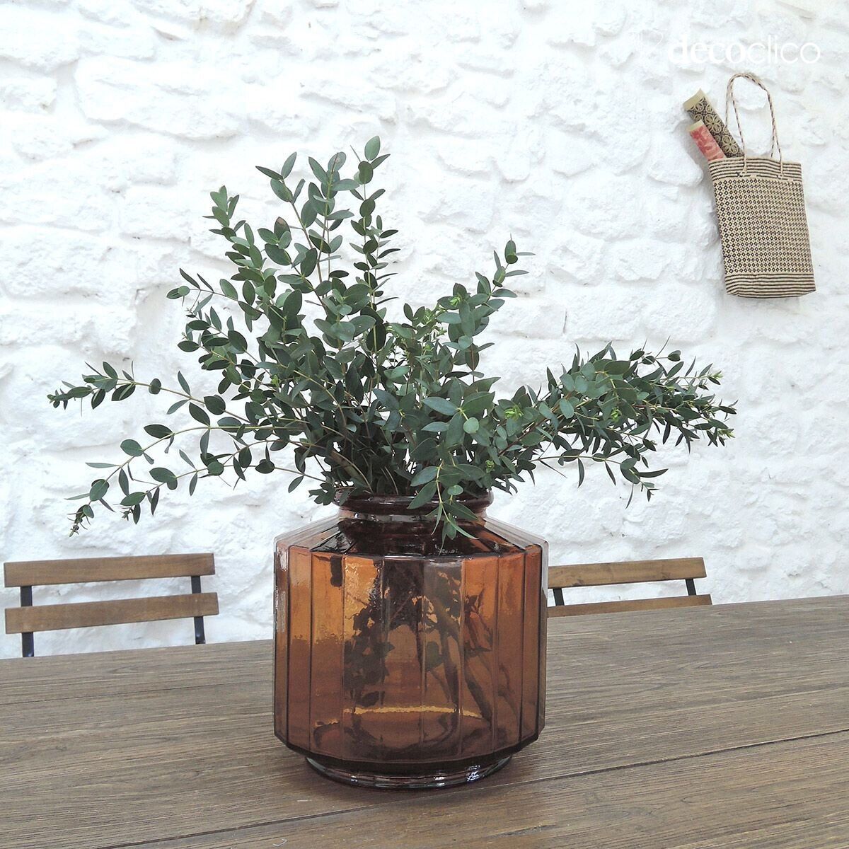 Vase aus recyceltem Glas, bernsteinfarben, 6 l, facettiert Marigold