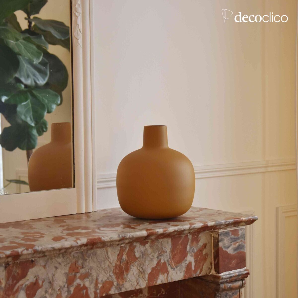 Vase bonbonne en métal moutarde H23 cm Tosca