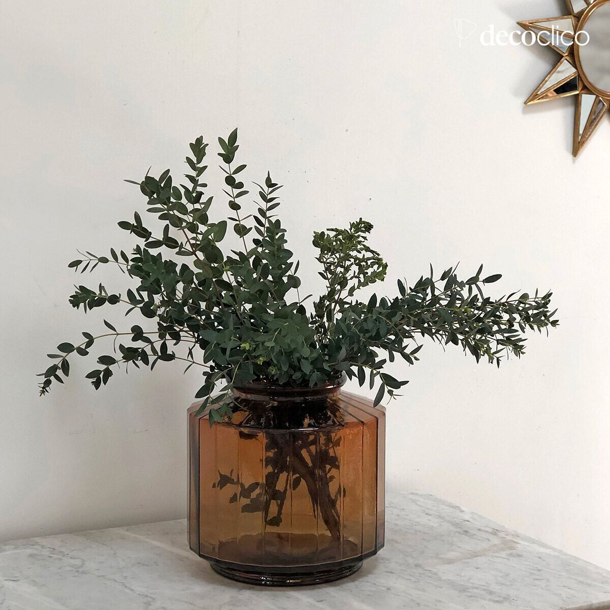 Vase en verre recyclé ambre 6L facetté  Marigold