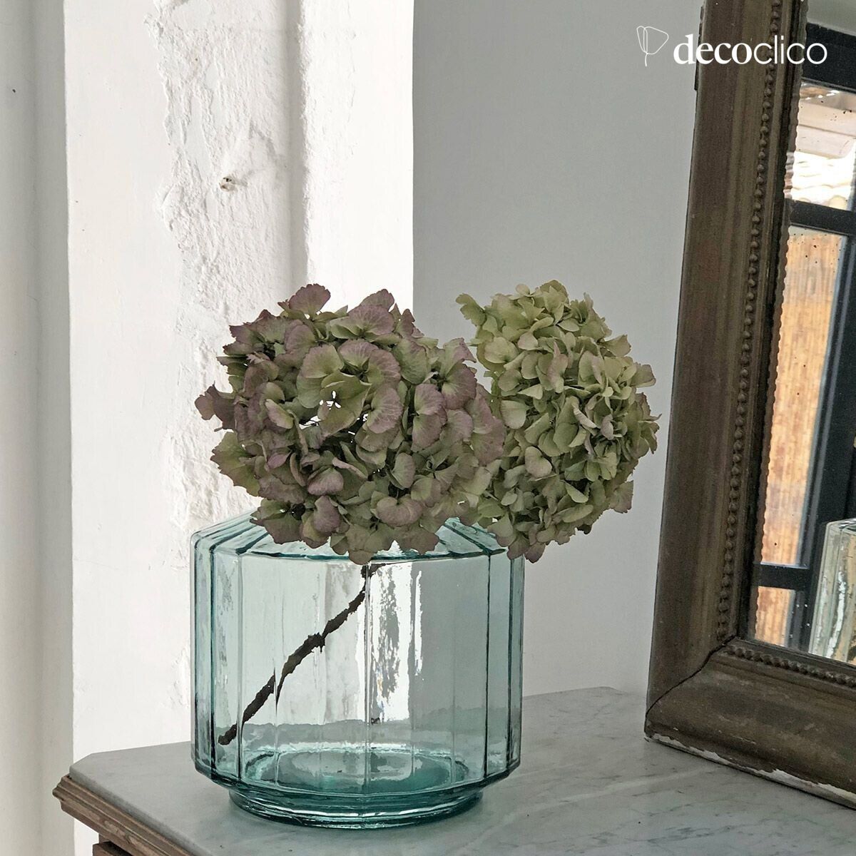 Vase en verre recyclé transparent 6L facetté  Marigold