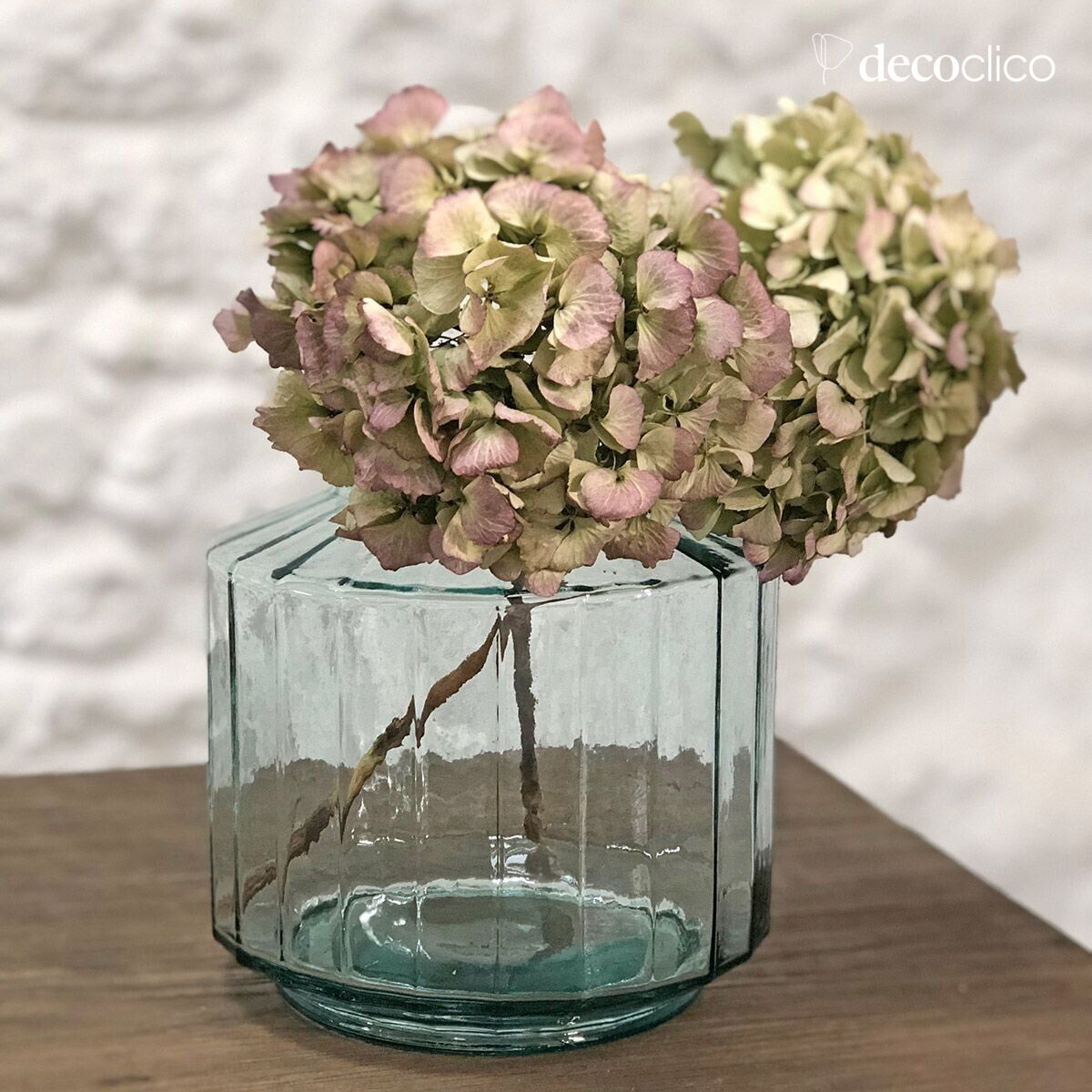 Vase en verre recyclé transparent 6L facetté  Marigold