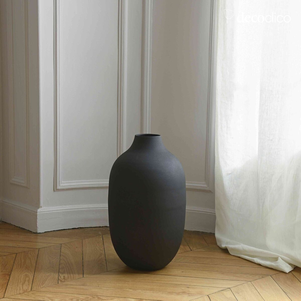 Vase haut en métal noir H53 cm Tosca