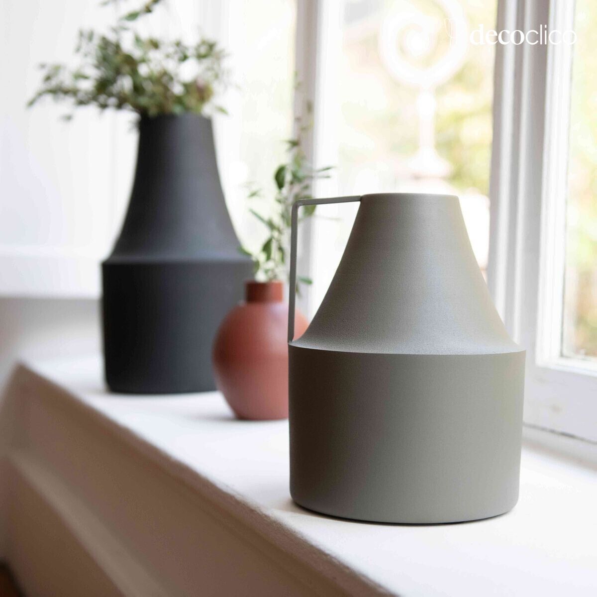 Vase pot à lait en métal vert olive H25 cm Tosca