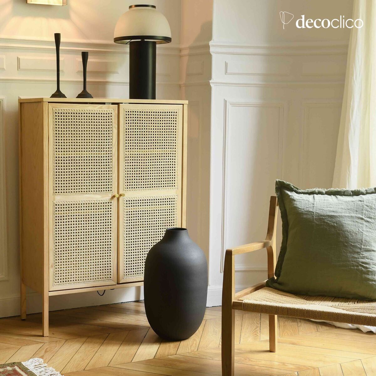 Vaso alto in metallo nero H53 cm Tosca