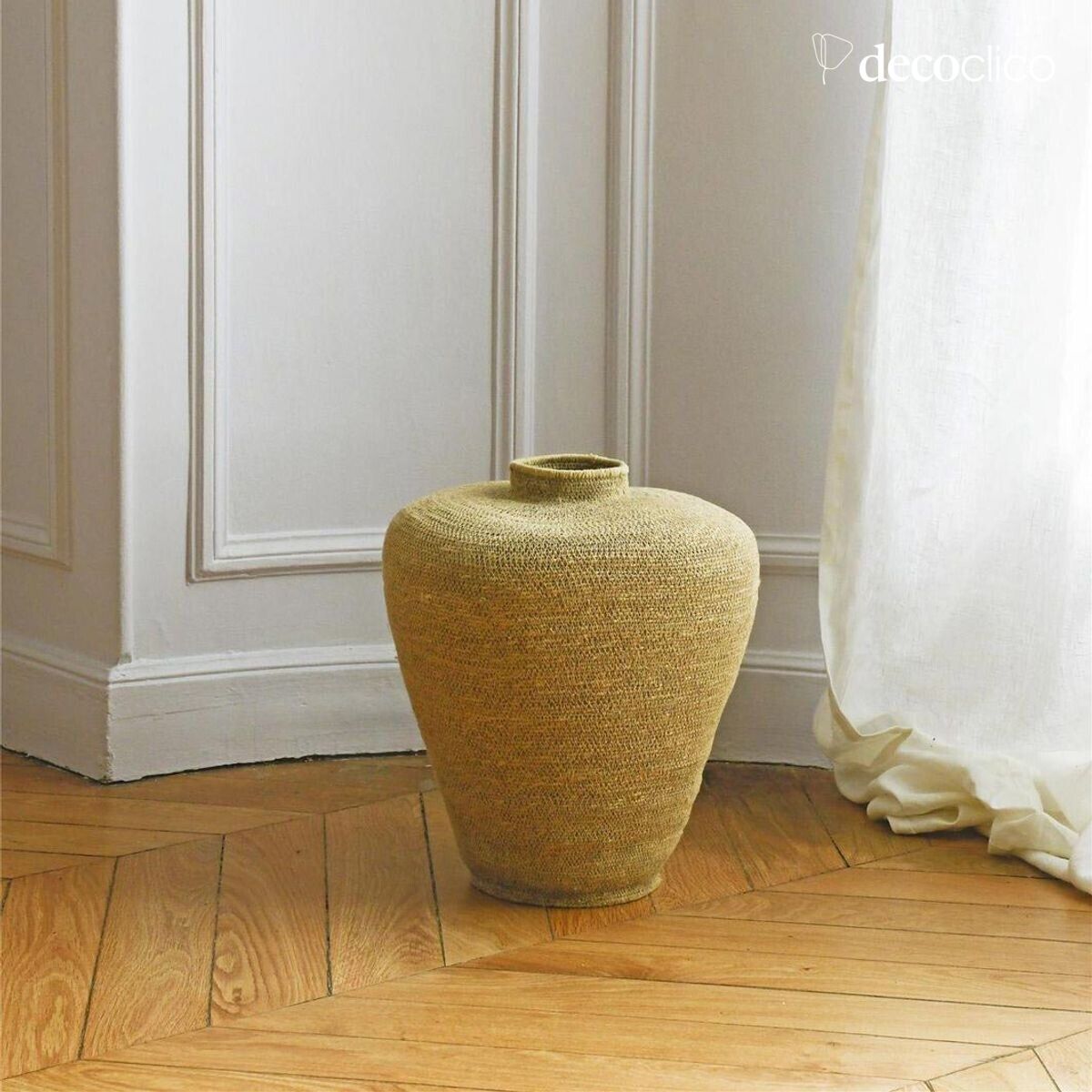 Vaso anfora in giunco di mare naturale Bayadère