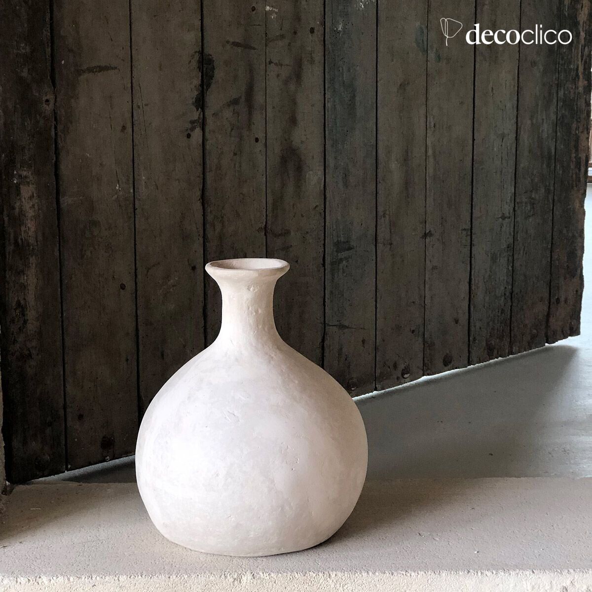 Vaso bombola decorativo in cartapesta bianco sporco Pia fatto a mano