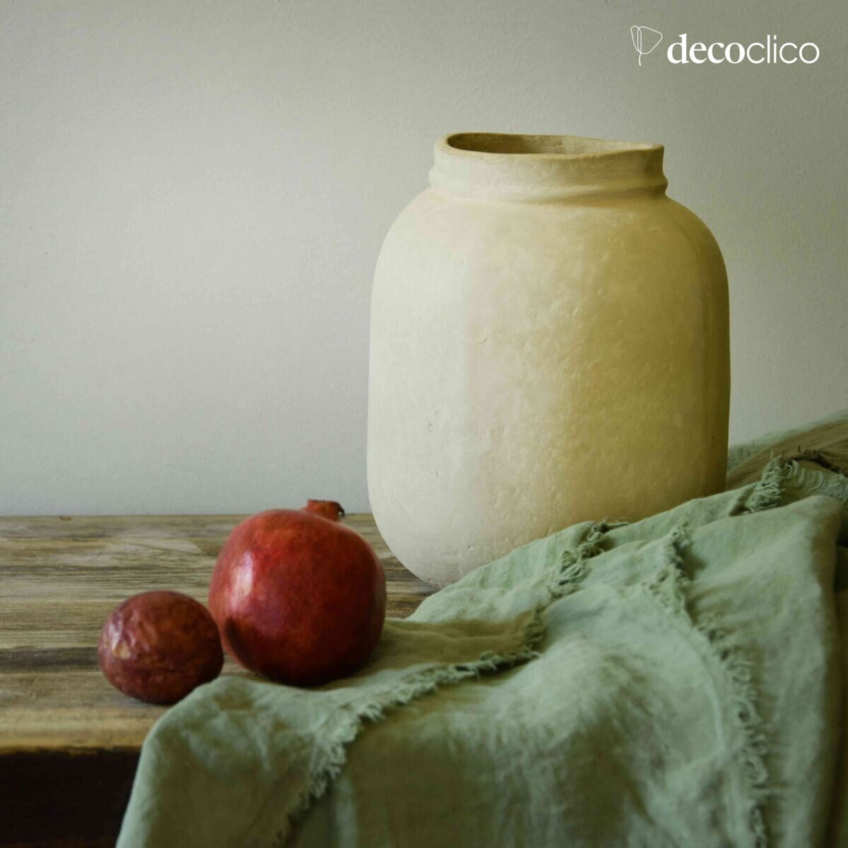 Vaso decorativo in cartapesta bianco sporco Pia fatto a mano