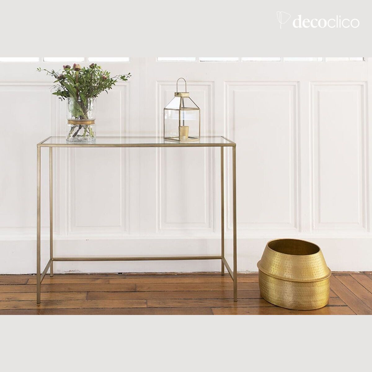 Vaso in alluminio con motivi martellati e finitura in ottone Jaya