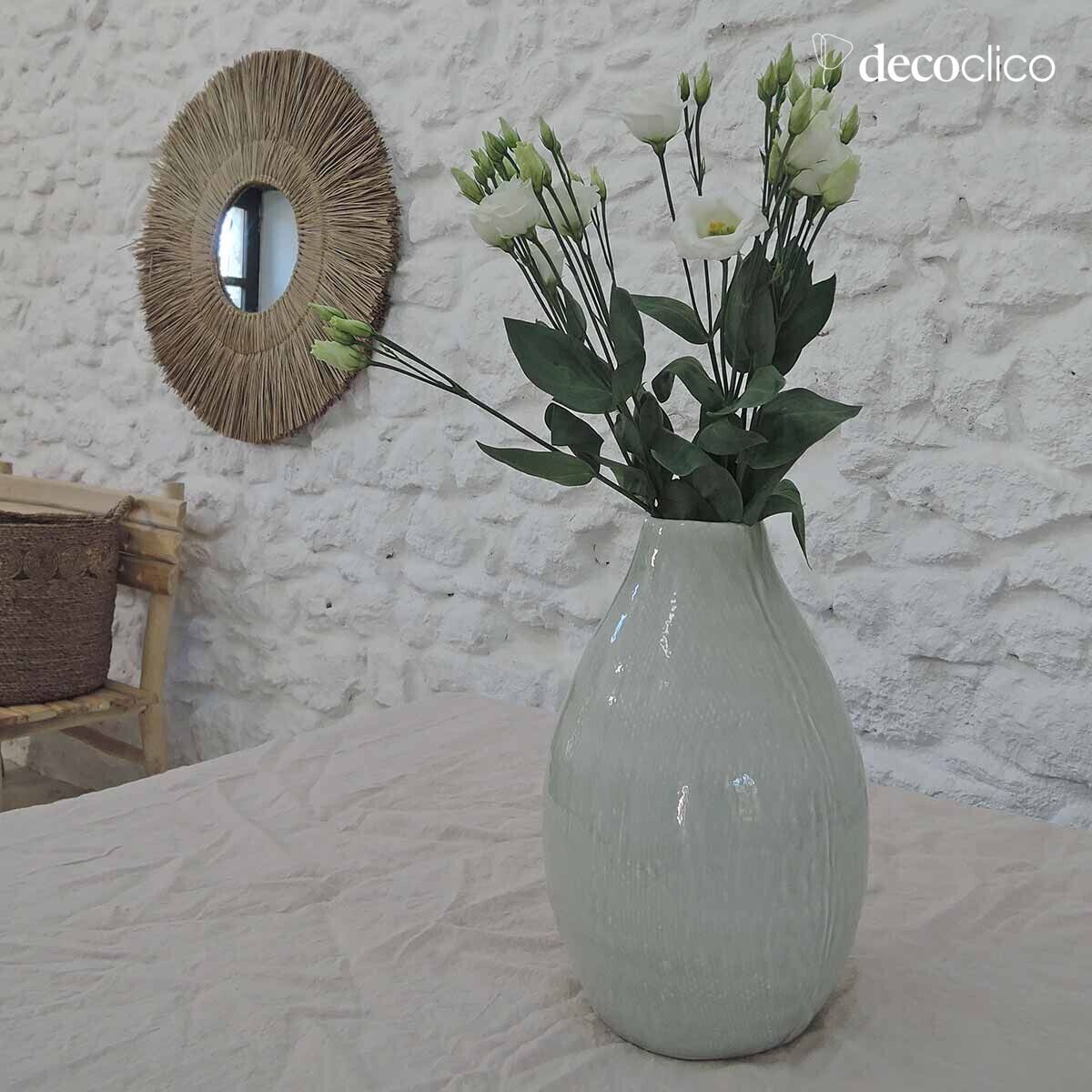 Vaso in ceramica verde acqua craquelé H31 cm  Frost