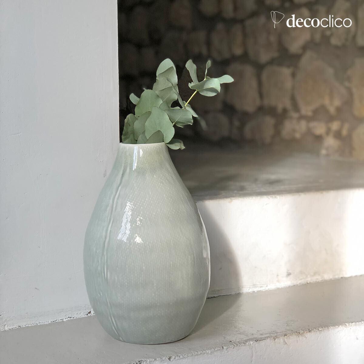 Vaso in ceramica verde acqua craquelé H31 cm  Frost