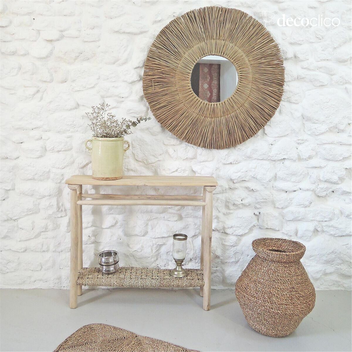 Vaso in fibra naturale intrecciata H50 cm  Sumba