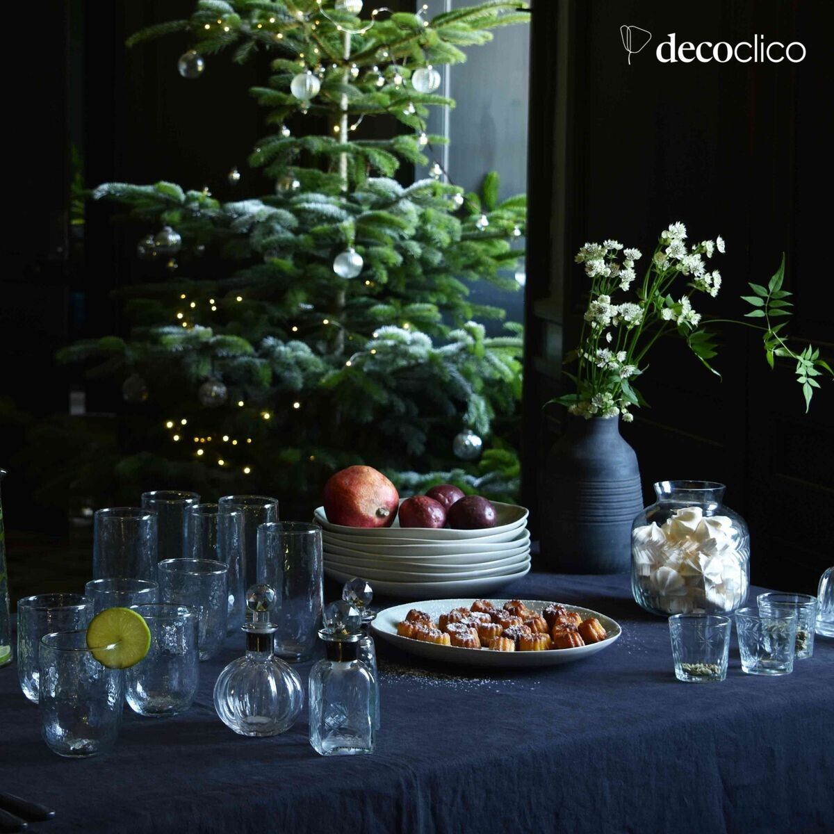 Vaso in vetro trasparente inciso Castille