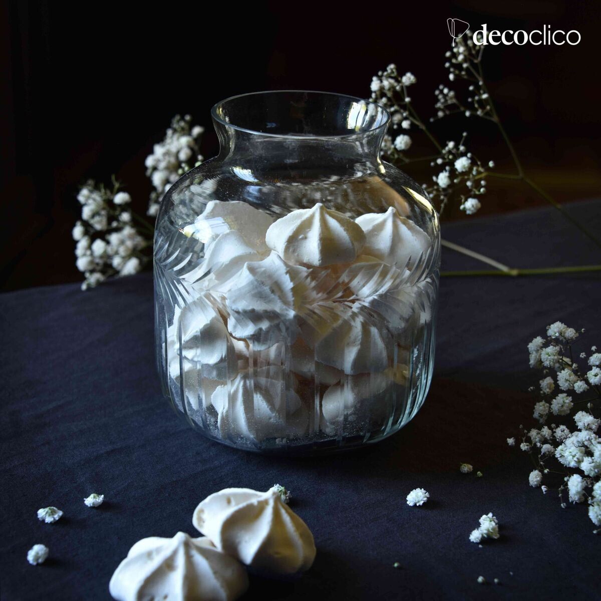 Vaso in vetro trasparente inciso Castille