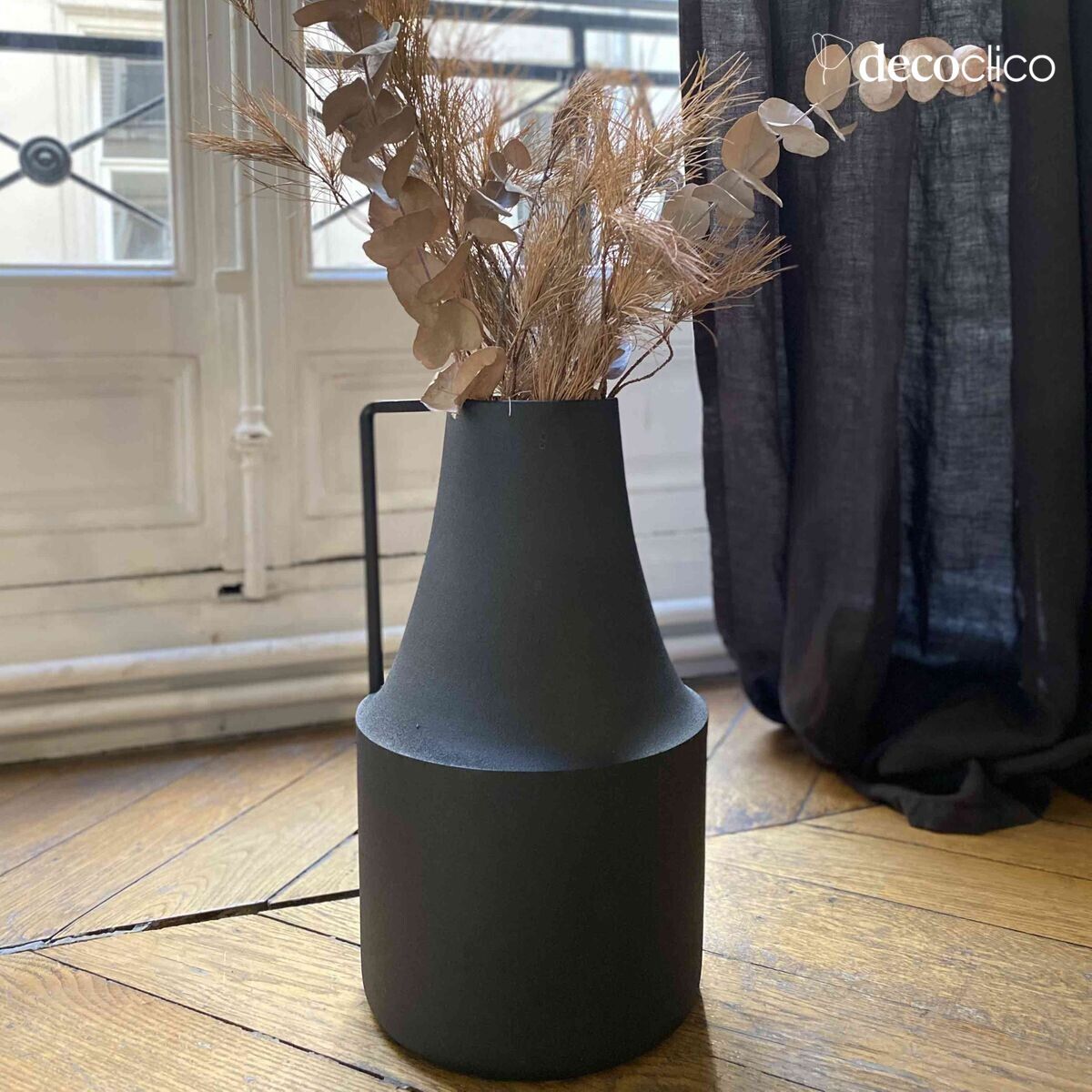 Vaso portamalto in metallo nero H38 cm  Tosca